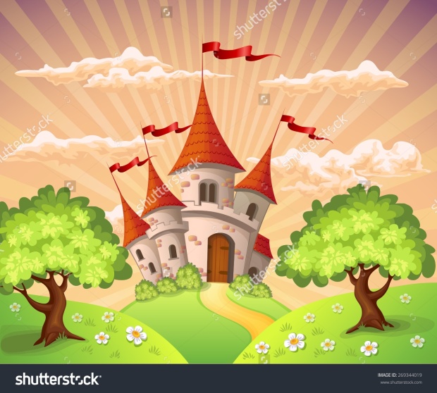 stock-vector-fairytale-landscape-with-castle-269344019